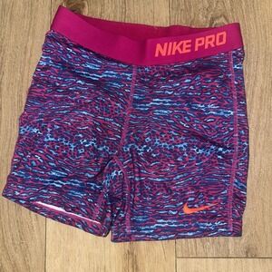 Nike Pro Dri-Fit Compression Shorts Girls XL Multicolor Animal Print Lightweight